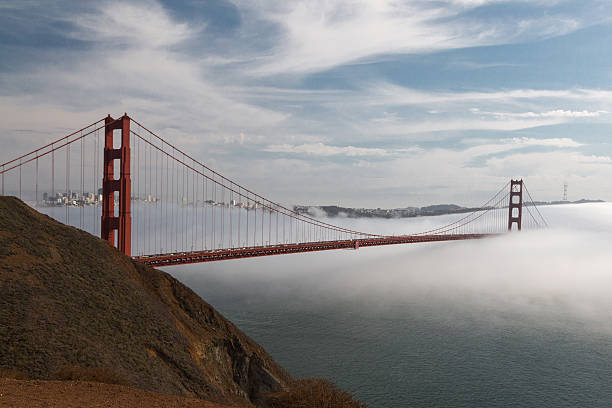 istock Golden Gate Bridge half in the fog, panorama 507120374