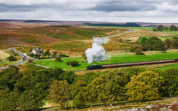 treno a vapore d'epoca goathland, yorkshire, nel regno unito. - north yorkshire foto e immagini stock
