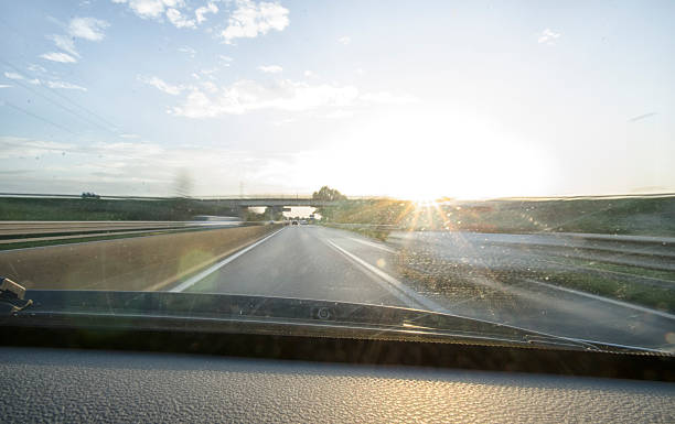 istock Inside view of car that runs in highway 507121482