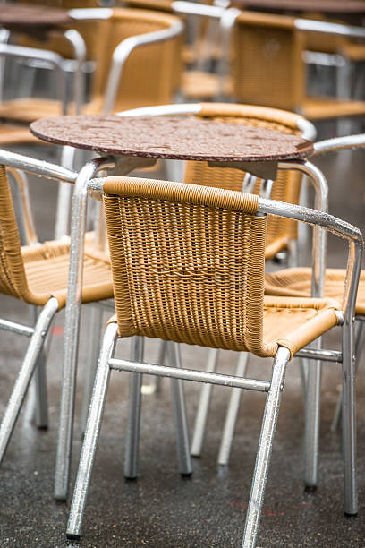 istock Empty street cafe under rain, Geneva 507122581