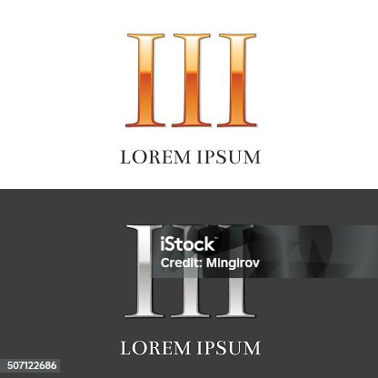 istock 3,III, Luxury Gold and Silver Roman numerals, sign, symbol 507122686