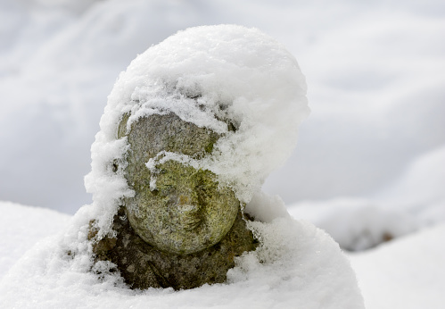 Snow covered buddha