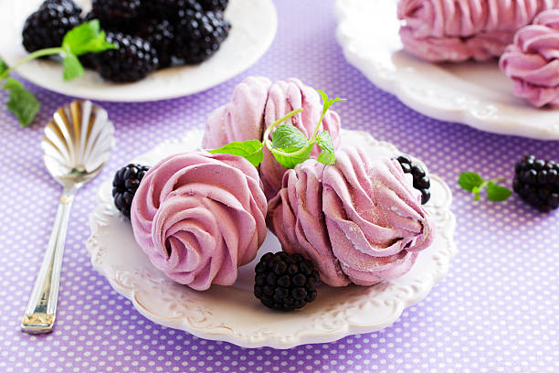 istock Homemade marshmallows with fresh berries. 507140636