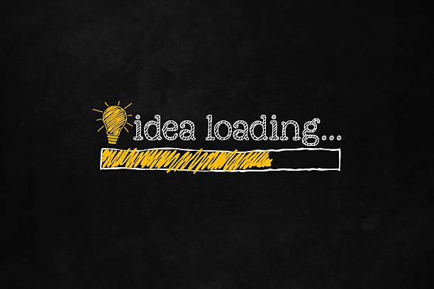 Success idea loading bar Idea loading concept suitable for business presentation. Progress bar loading a new idea, for business and career. A loading bar isolated on a blackboard indicate the progress status of a new idea. thinking fast and slow stock illustrations