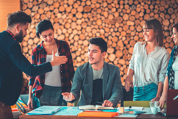 istock Group of young business people, student, start up 507141312