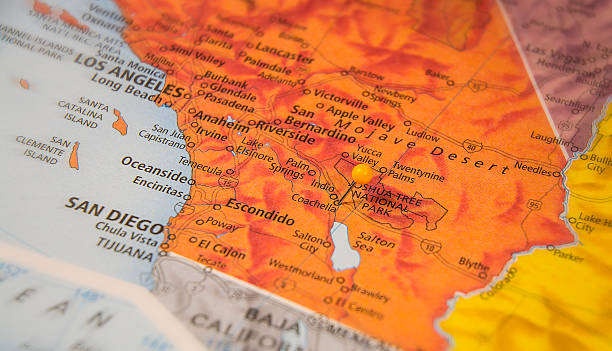 istock Palm Springs California Travel Road Map Macro 507142028