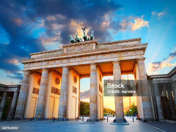 Brandenburg Gate And The Tv Tower In Berlin Stock Photo - Download Image Now - Berlin, Germany, Brandenburg Gate