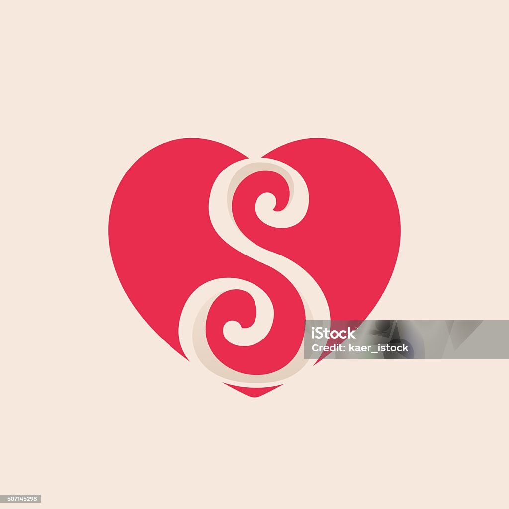 S Letter Inside Heart For St Valentines Day Design Stock ...