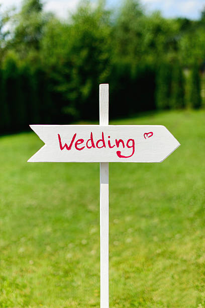 istock Wedding wooden arrow sign 507147058