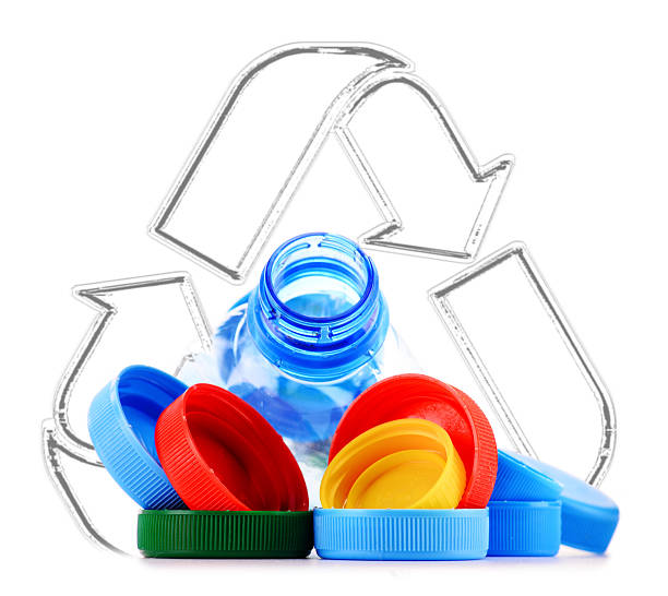 istock Recycling sign with plastic bottles and caps 507153012