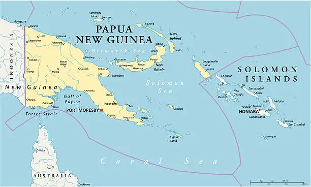 Vector illustration of Papua New Guinea Political Map