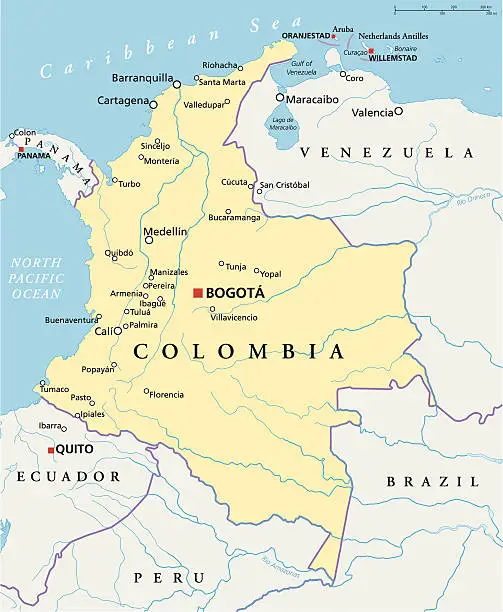 Vector illustration of Colombia Political Map