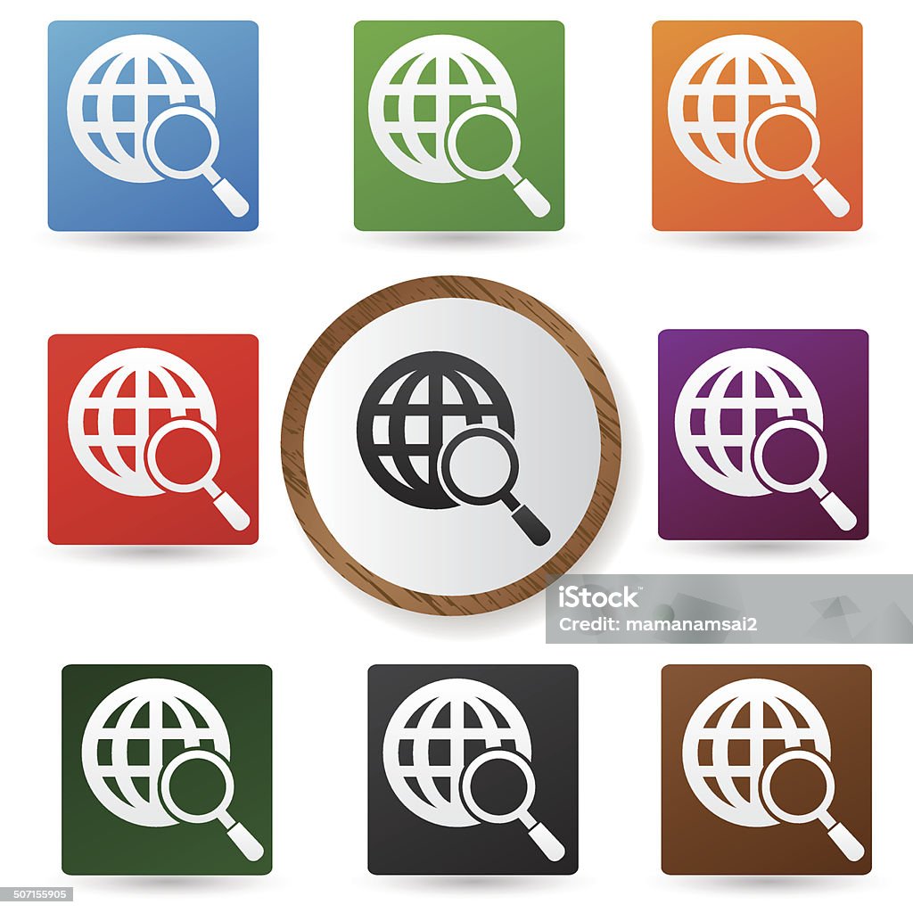 Symbole de recherche globale, boutons de couleur, illustration - clipart vectoriel de Abstrait libre de droits