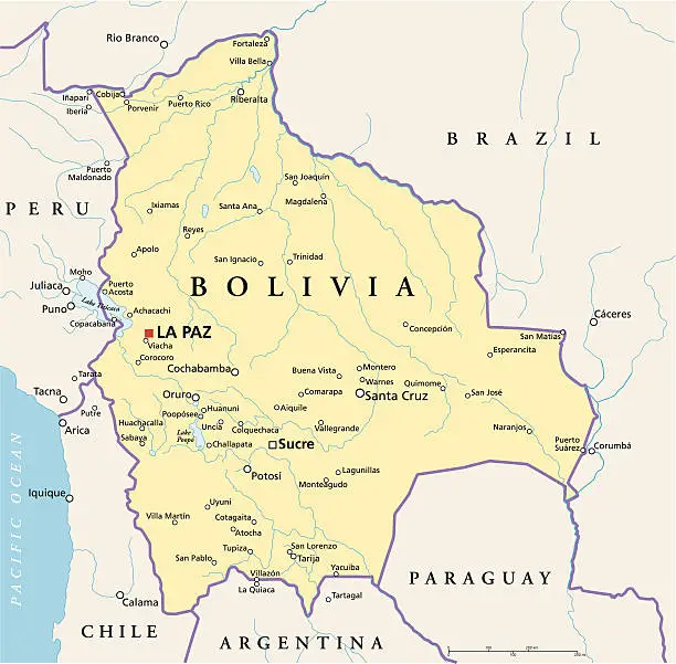 Vector illustration of Bolivia Political Map