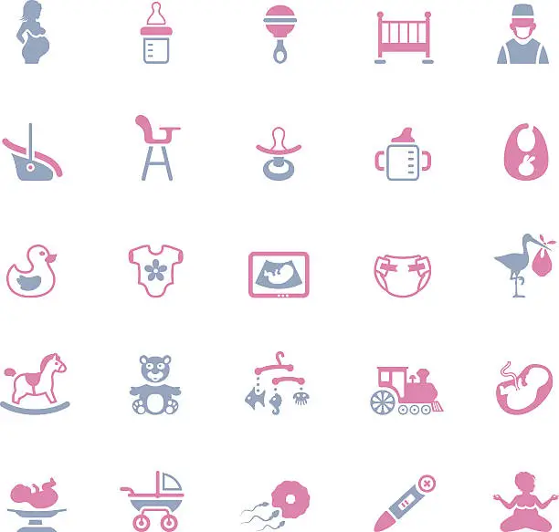 Vector illustration of Pregnancy and Baby Icons