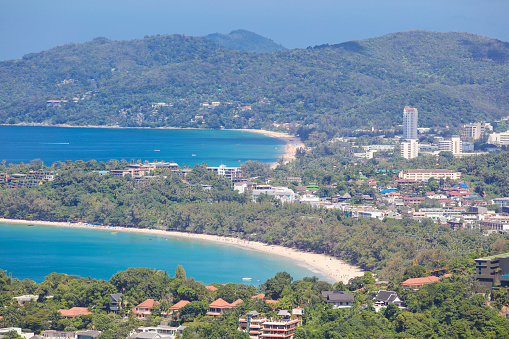 The famous Kata Beach in front and Patong Beach in the back on Phuket in Thailand. Image taken with Canon EOS 5Ds and EF 70-200 mm USM L 2,8.