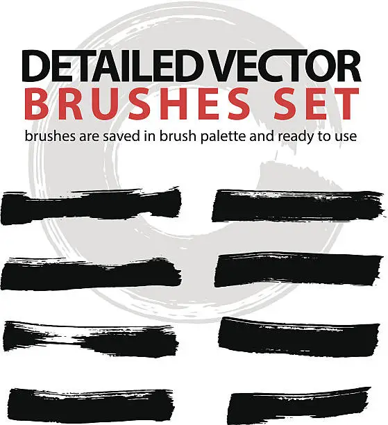 Vector illustration of Set of highly detailed vector brush strokes