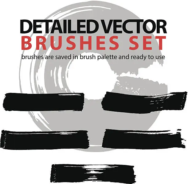 Vector illustration of Brush black hand-drawn acryl strokes palette, set.