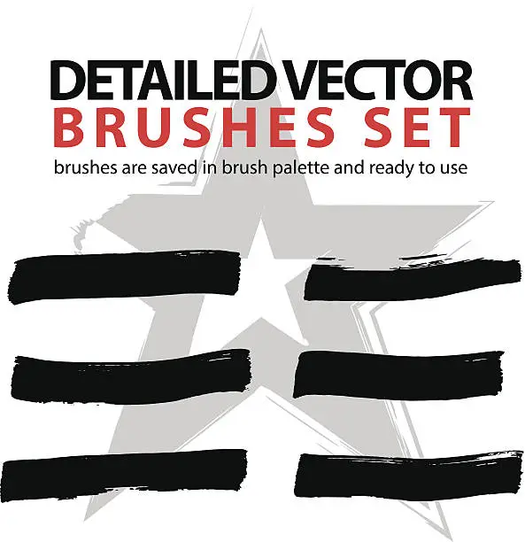 Vector illustration of Collection of ink hand drawn brushes
