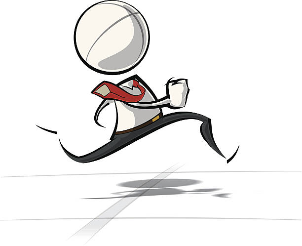 ilustrações de stock, clip art, desenhos animados e ícones de simples negócios pessoas no projecto-running - finish line running aspirations cartoon