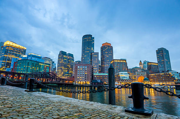 istock Boston Harbor and Financial District at twilight in Boston 507158333