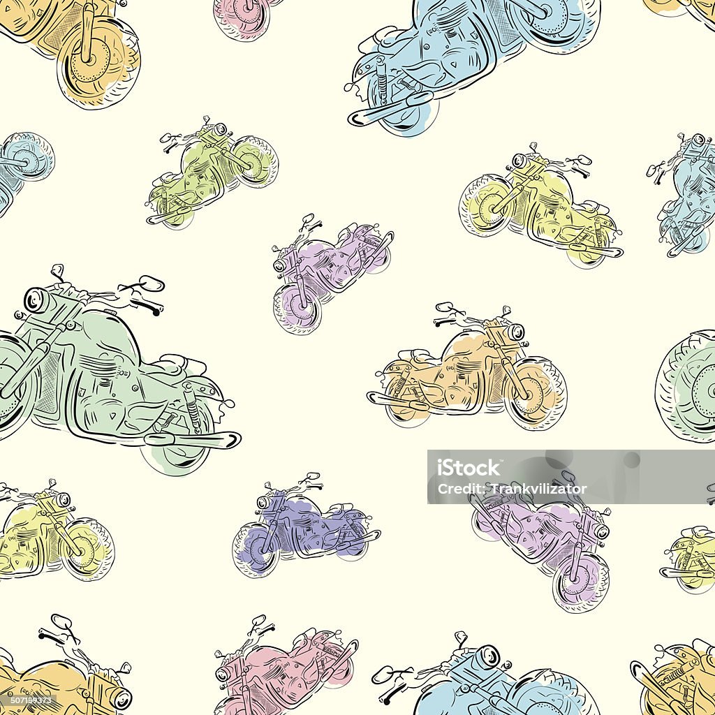 Seamless texture with motorcycles 3 Seamless texture with color identical motorcycles in a disorder Backgrounds stock vector