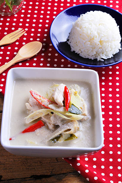 istock Rice ,stuffed omelette and tom kha kai ,chicken with coconut 507162907