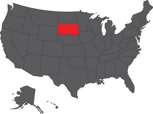 dakota południowa czerwony mapę na szary mapa wektor stany zjednoczone - south dakota stock illustrations