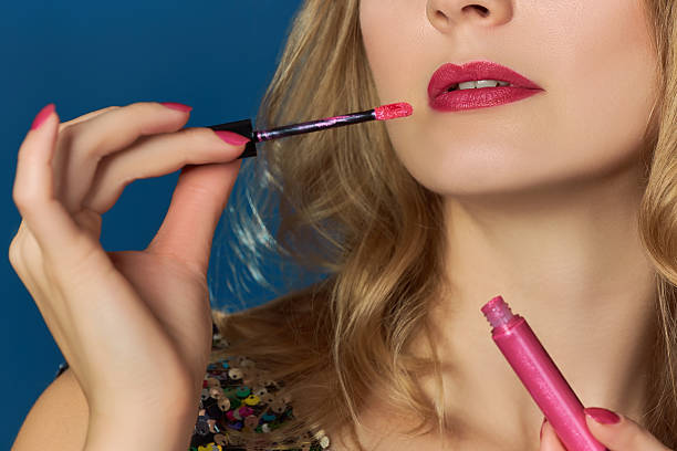 istock Pink lips valentines day party pink lipgloss 507167874