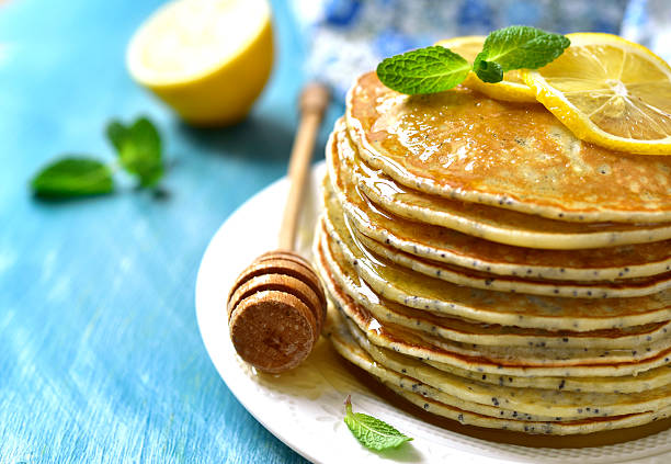 istock Homemade poppy seed lemon pancakes. 507168198