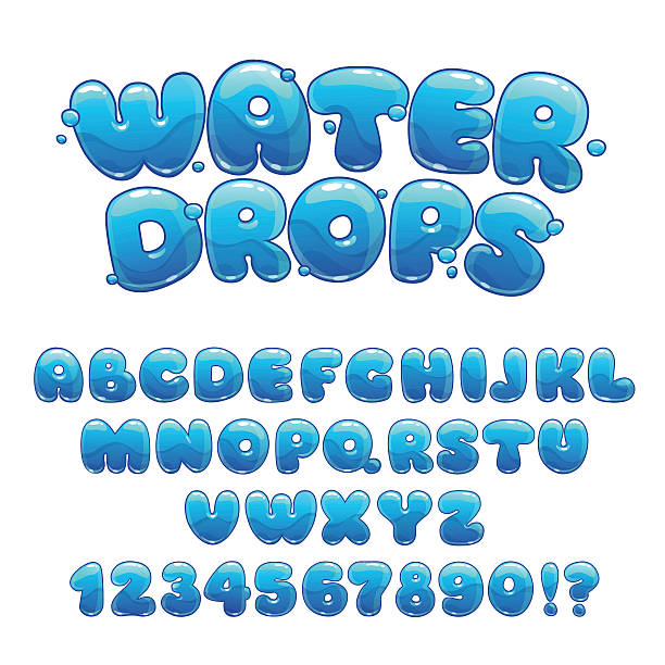 ilustrações de stock, clip art, desenhos animados e ícones de fogo de água gotas tipo de letra - water bubble drop splashing