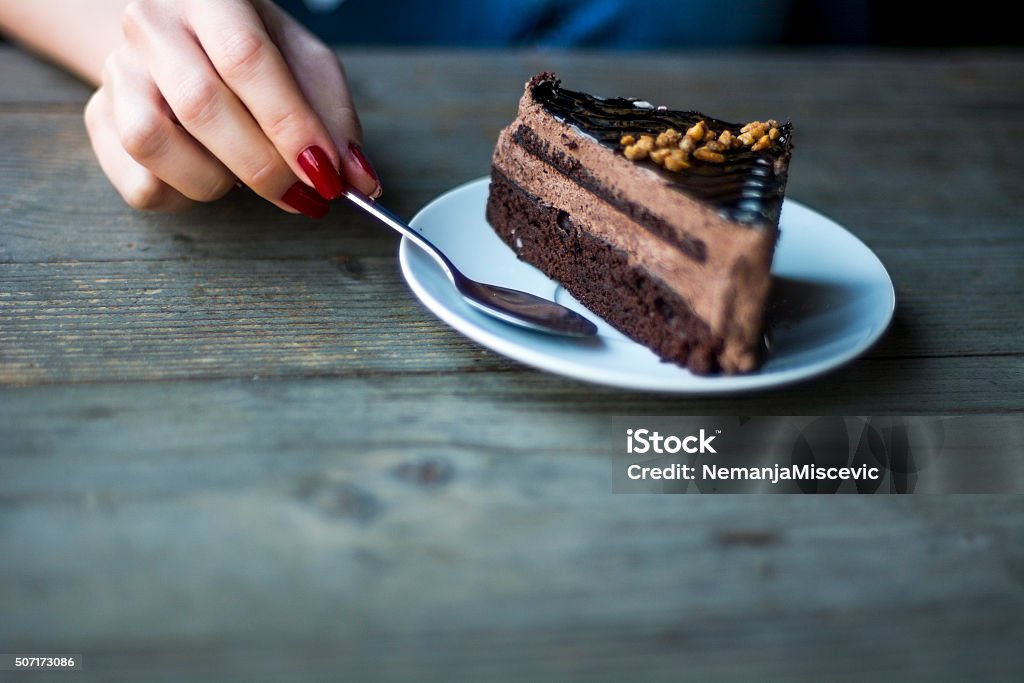 Piece of of chocolate cake on the table Piece of of chocolate cake on the table  Cake Stock Photo