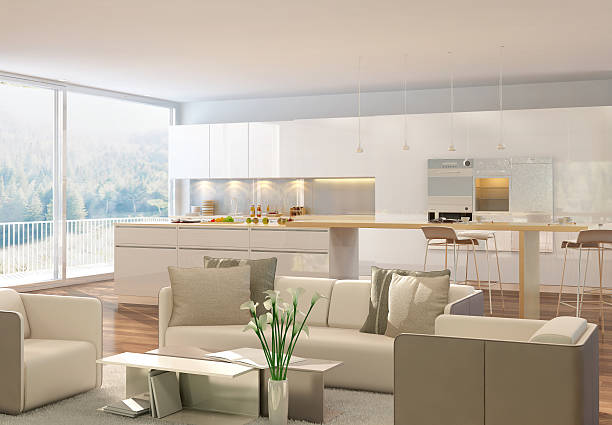 istock 3D rendering of a living room 507178724