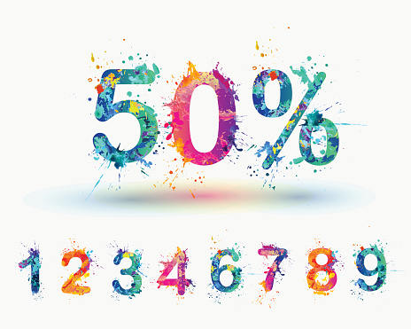 SALE Percents. Vector paint splash. You can set any discount from the collection of digits