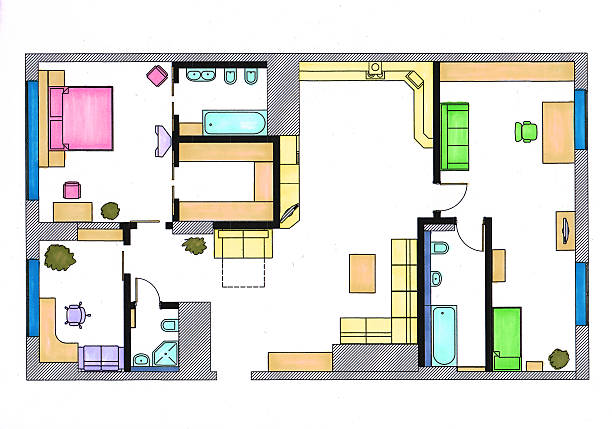 istock furniture is on architect plan of the flat 507184536