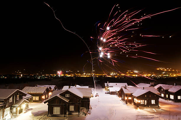 Fireworks display on New year's eve on the 1999/2000 new year.  Image taken from above the Broadway Tunnel from a roof top on Jones Street.  Image taken on chrome film and drum scanned.
