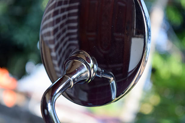 istock back of mirror of motorcycle with chrome style 507185184
