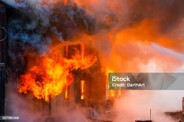Fire In A House Stock Photo - Download Image Now - Fire - Natural Phenomenon, House, Burning