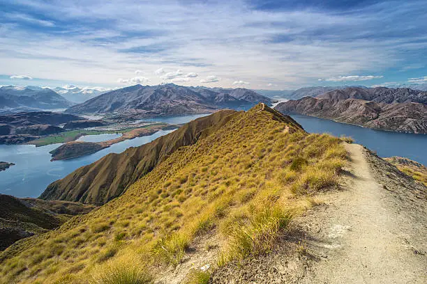 Lake Wanaka and the Southern Alps seen from the Roy's Peak Track. South Island/New Zealand