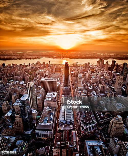 New York Sunset Stock Photo - Download Image Now - New York City, Building Exterior, City