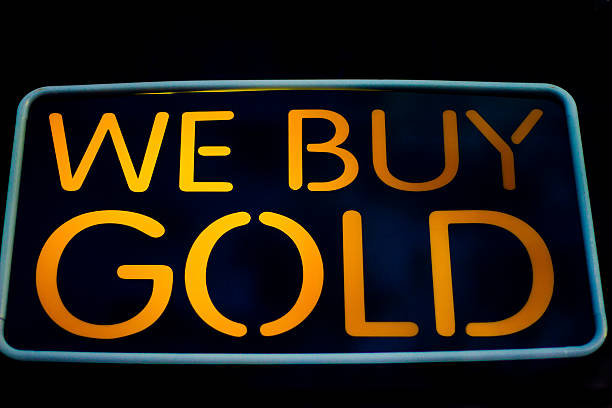 neon sign werbung "wir kaufen gold" - pawn shop fotos stock-fotos und bilder