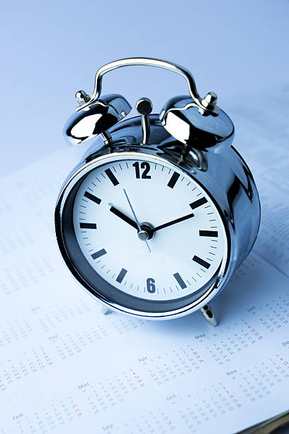istock Metal Alarm clock, work & wake up time, white background 507186329