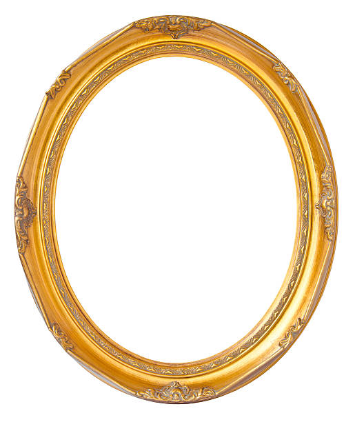 istock Oval photo bronze wooden frame isolated on white background 507186527
