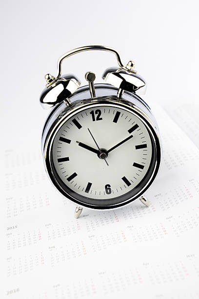 istock Metal Alarm clock, work & wake up time, white background 507186591