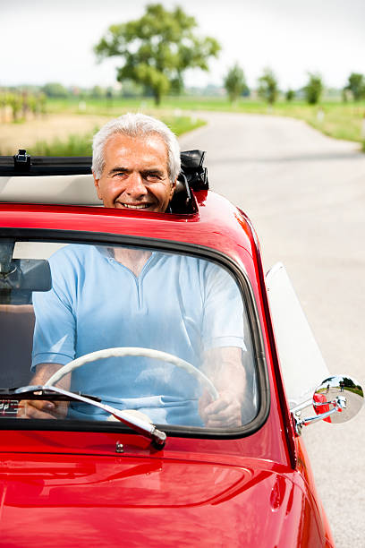 istock Senior Man In Vintage Car 507187705