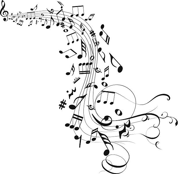 ilustraciones, imágenes clip art, dibujos animados e iconos de stock de fondo abstracto de la música - sheet music music musical note pattern