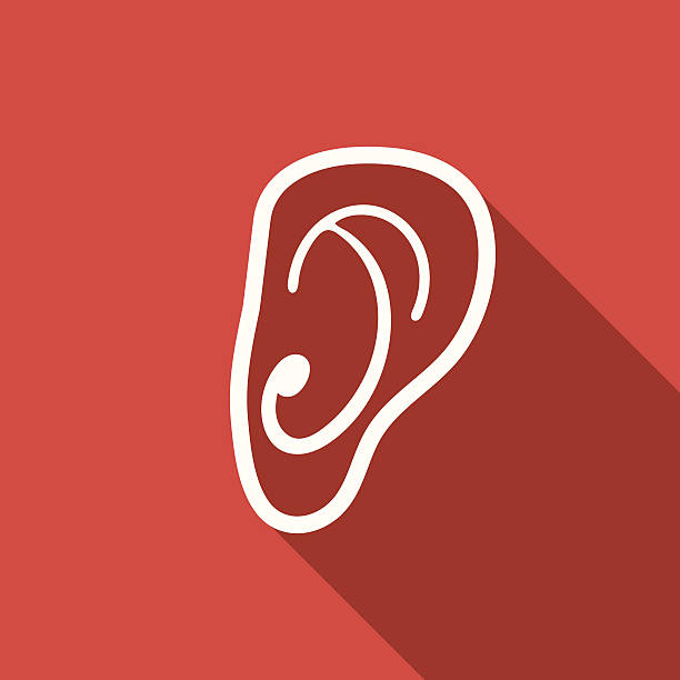ucho ikona - listening people human ear speaker stock illustrations