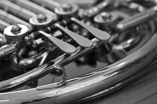 trompa fragmento de - brass band french horn brass instrument music - fotografias e filmes do acervo