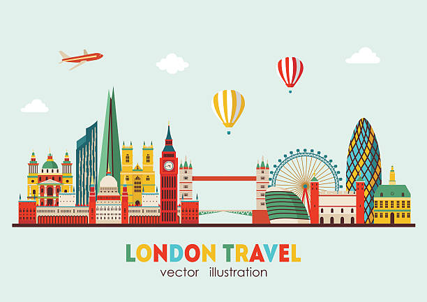 런던 스카이라인 추상적임. 벡터 일러스트레이션 - london england skyline silhouette built structure stock illustrations