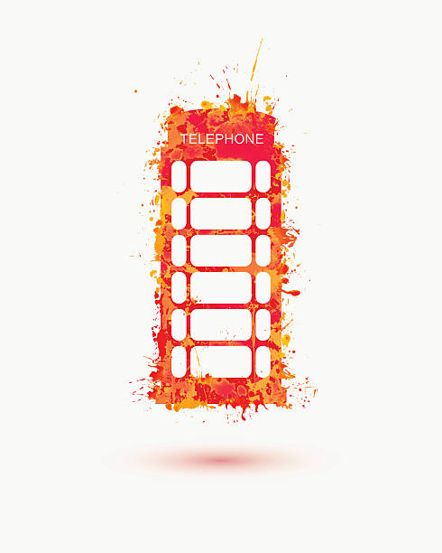 красный телефон стенд. брызги краски - telephone booth telephone illustration and painting pay phone stock illustrations